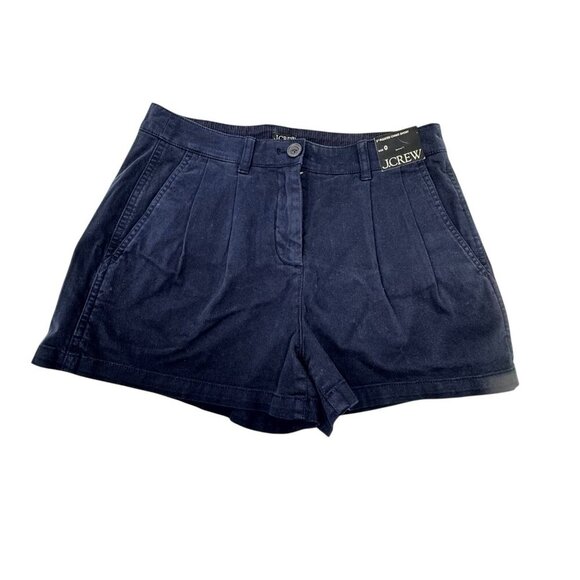 J Crew 3" pleated heritage chino short Size 0 Navy Shorts NWT - Picture 1 of 10